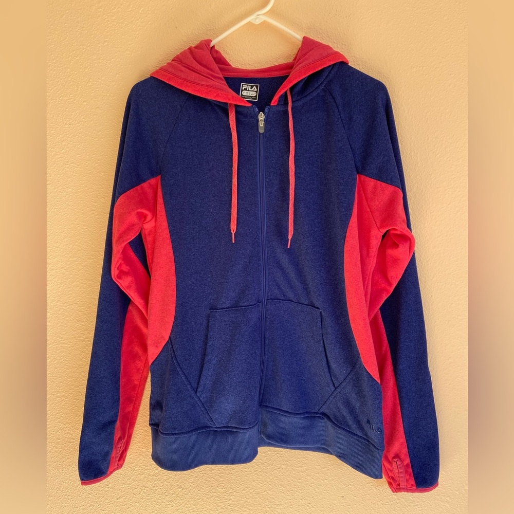 Women’s Fila Navy and Pink Hoodie, Warm, Size Large